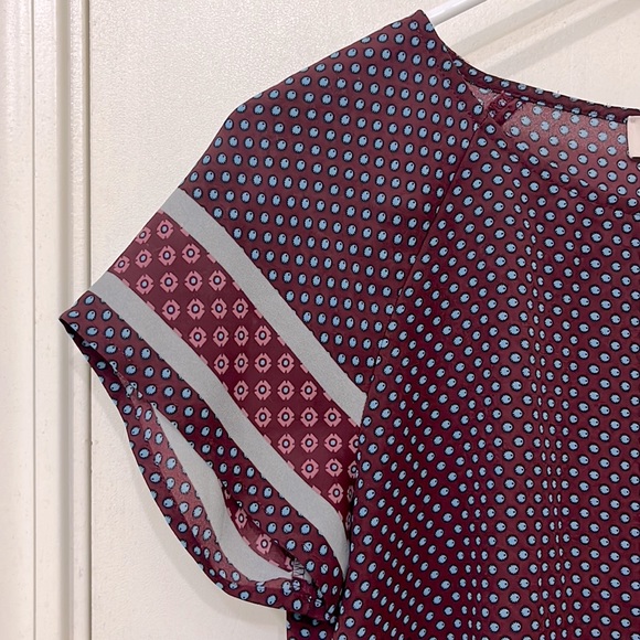 Loft XSP burgundy top printed make a bundle of petite tops from my closet - Picture 4 of 4